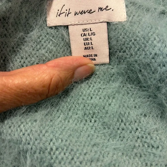 If it Were Me Fuzzy Oversized Sweater - Light Green Mint Size L Super Soft - Picture 5 of 7